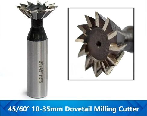 2pcs 45/55/60 Degrees HSS Dovetail Milling Cutter 10-60mm Straight Shank HSS End Mill Router Bit HSS Dovetail Cutter End Mill(1pc 20x45Degrees) in Saudi Arabia