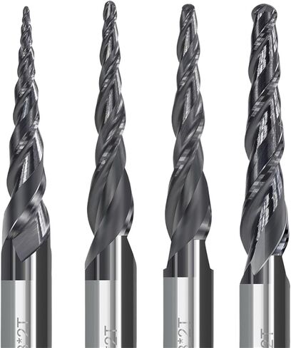 Milling Cutter 2 Flute Ball Nose Tapered End Mill HRC55 Solid Carbide Router Bit 3D Carving Bit Wood Metal Milling Tool(R0.5x20xD6.35x50) in Saudi Arabia
