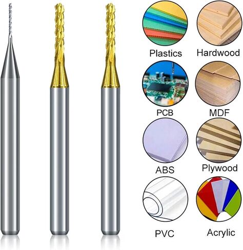 10pcs Milling Cutter Set Milling Cutter Set 3.175mm Shank Carbide End Mill Machine Engraving Bit(0.8-3.175mm Set TIN) in Saudi Arabia