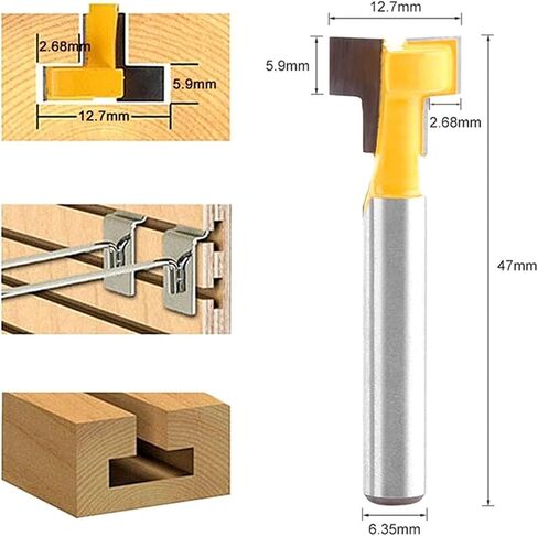 2pcs Yellow T Slot Cutter Router Bit for 3/8'' & 1/2'' Cutting Edge 1/4'' Shank in Saudi Arabia