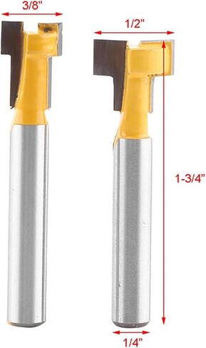 2pcs Yellow T Slot Cutter Router Bit for 3/8'' & 1/2'' Cutting Edge 1/4'' Shank in Saudi Arabia