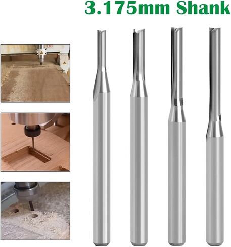 3.175mm Double-Edged Straight Router Bit Set Alloy Non-Burr Cutting Tool End Mill Wood Z03B0(3.175x3.175x12mm) in Saudi Arabia