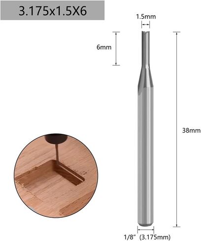 3.175mm Double-Edged Straight Router Bit Set Alloy Non-Burr Cutting Tool End Mill Wood Z03B0(3.175x3.175x12mm) in Saudi Arabia