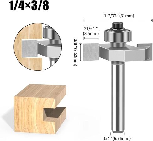 1/4" 1/2Shank T Type Biscuit Slot Cutter Jointing/Slotting Router Bit Cutter Wood Working(6.35 X 9.52mm) in Kuwait