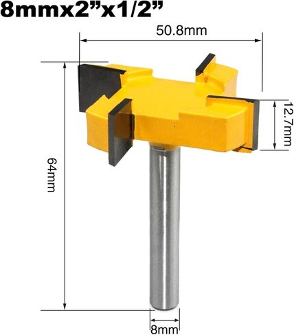 1pc 4 Edge T Type Slotting Cutter Woodworking Tool Router Bits for Wood Industrial Grade Milling Cutter Slotting(12.7X51X12.7mm) in Saudi Arabia