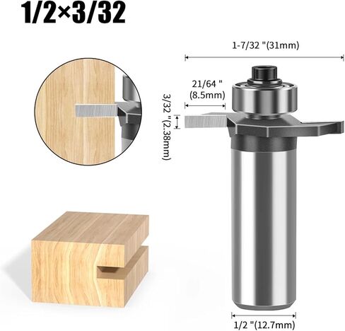 1/4" 1/2Shank T Type Biscuit Slot Cutter Jointing/Slotting Router Bit Cutter Wood Working(6.35 X 9.52mm) in Kuwait