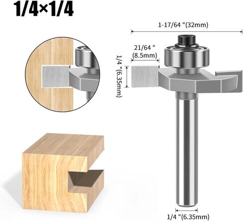 1/4" 1/2Shank T Type Biscuit Slot Cutter Jointing/Slotting Router Bit Cutter Wood Working(6.35 X 9.52mm) in Kuwait