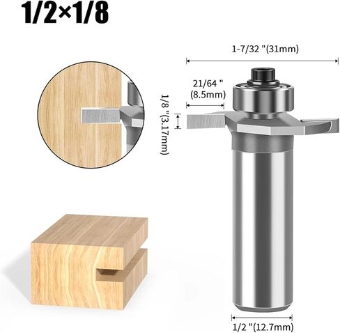 1/4" 1/2Shank T Type Biscuit Slot Cutter Jointing/Slotting Router Bit Cutter Wood Working(6.35 X 9.52mm) in Kuwait