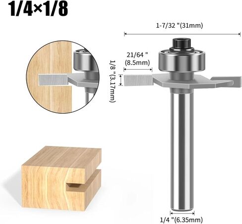1/4" 1/2Shank T Type Biscuit Slot Cutter Jointing/Slotting Router Bit Cutter Wood Working(6.35 X 9.52mm) in Kuwait