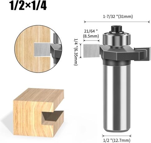 1/4" 1/2Shank T Type Biscuit Slot Cutter Jointing/Slotting Router Bit Cutter Wood Working(6.35 X 9.52mm) in Kuwait