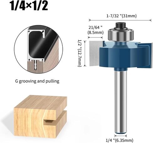 1/4" 1/2Shank T Type Biscuit Slot Cutter Jointing/Slotting Router Bit Cutter Wood Working(6.35 X 9.52mm) in Kuwait
