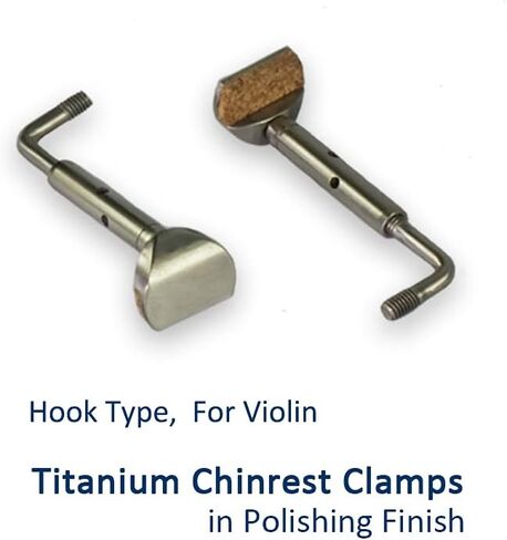 Titanium Chinrest Clamps, in Gun Gray, Hook Type, for Violin, 4/4,4/3 (Gray) in Kuwait