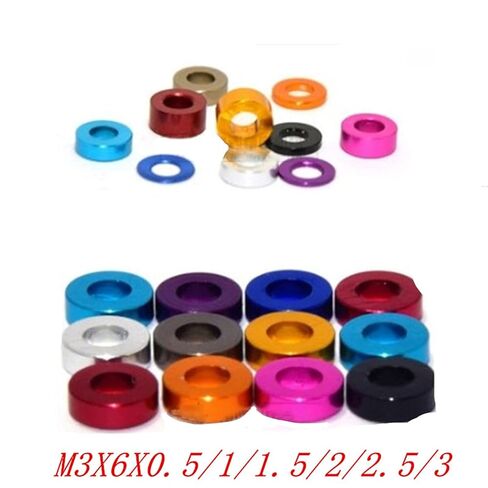 20pcs M3 Aluminum Washer M360.5/1/1.5/2/2.5/3mm M3 Colourful Anodized Aluminum Flat Washers Gasket, Good wear Resistance(Gloden,M3x6x0.5) in Kuwait