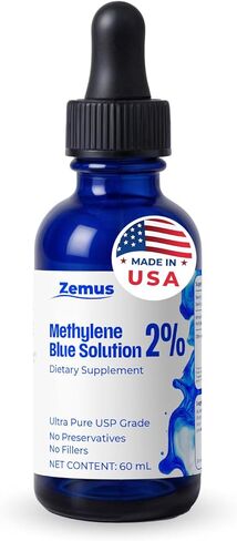 Methylene Blue 2% – 60 ML (2.03 fl oz) - 60 Day Supply - Nootropic Supplement – Ultra Pure USP Grade, – Made in USA, No Preservatives, Non-Therapeutic, Lab-Tested in Saudi Arabia