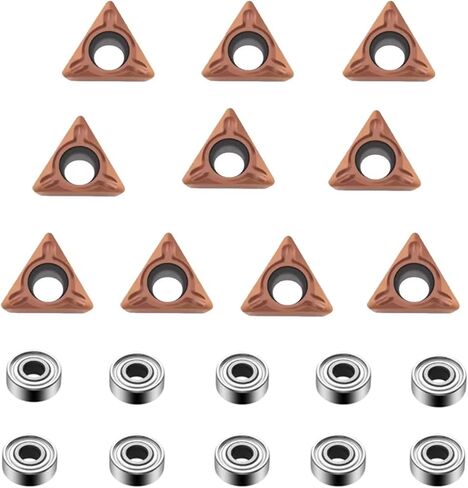10Pcs Carbide Turning Indexable Inserts for Air Chamfer Tool, Pneumatic Chamfering Machine Tungsten Steel Blade,Lather Turning Tool with 10Pcs Bearings (C Angle Blade) in Saudi Arabia