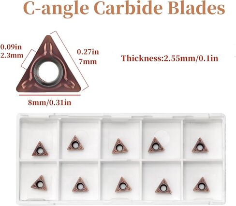 10Pcs Carbide Turning Indexable Inserts for Air Chamfer Tool, Pneumatic Chamfering Machine Tungsten Steel Blade,Lather Turning Tool with 10Pcs Bearings (C Angle Blade) in Saudi Arabia