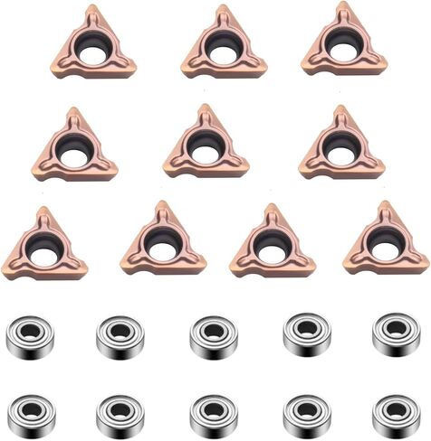 10Pcs Carbide Turning Indexable Inserts for Air Chamfer Tool, Pneumatic Chamfering Machine Tungsten Steel Blade,Lather Turning Tool with 10Pcs Bearings (C Angle Blade) in Saudi Arabia