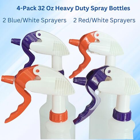 4 Pack 32 oz, Heavy Duty Spray Bottles, Chemical Resistant Plastic Spray Bottles for Cleaning, Industrial-Grade HDPE Commercial Spray Bottle with Heavy Duty Trigger Sprayer in Saudi Arabia