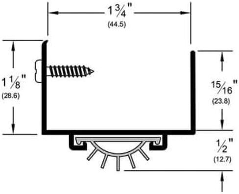 U Shaped Aluminum Door Bottom Sweep with Drip Cap, Weather Stripping Seal for Exterior Doors, 1 3/4" Width, Black (36 Inch) in Saudi Arabia