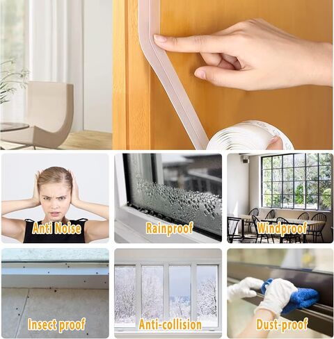 33.5 Ft Door Weather Stripping Door Seal Strip,Silicone Door Draft Stopper,Self Adhesive Shower Door Bottom Seal and Door Insulation Strip for Door Frame Windows and Glass Gaps (Transparent, 25+35mm) in Saudi Arabia