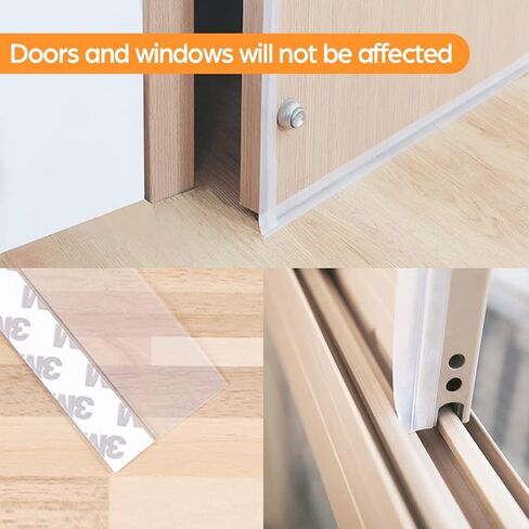 33.5 Ft Door Weather Stripping Door Seal Strip,Silicone Door Draft Stopper,Self Adhesive Shower Door Bottom Seal and Door Insulation Strip for Door Frame Windows and Glass Gaps (Transparent, 25+35mm) in Saudi Arabia