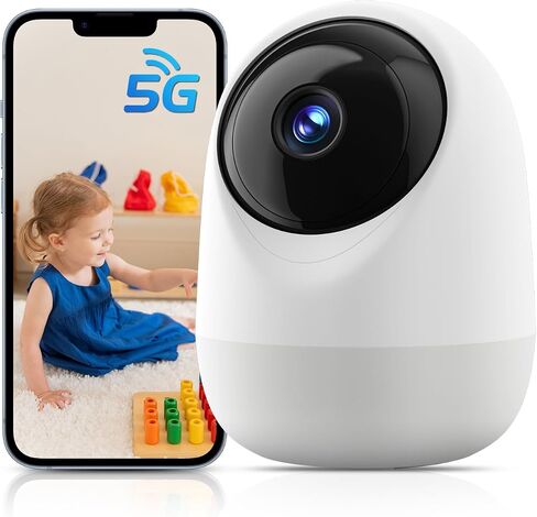 2K 360°Pan-Tilt Indoor Security Camera with 5/2.4Ghz WiFi, Motion/Sound Detection & Auto Tracking for Home, Pet, Baby Monitoring, 2-Way Audio, Night Vision, Siren in Saudi Arabia
