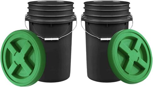 House Naturals 7 Gallon Large Bucket with Air Tight Screw On Lid- Food Grade BPA Free(Pack of 2) Made in USA in Saudi Arabia