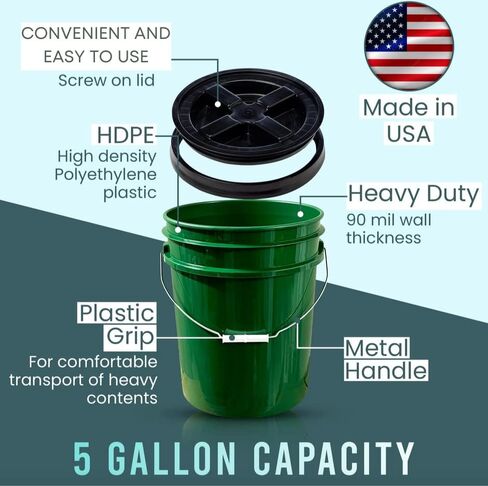 دلو House Naturals 5 جالون من البلاستيك مع المسمار على غطاء ، وحاويات فود in Kuwait