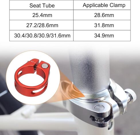 HARFINGTON Bike Seat Post Clamp 31.8mm Bike Clip Aluminum Alloy Bicycle Locking Seat Post Ring with M4 Hex Screw for 27.2 to 28.6mm Bicycle Mountain Bike Road Bike Post Tube, Silver in Kuwait