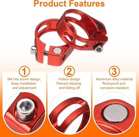 HARFINGTON Bike Seat Post Clamp 31.8mm Bike Clip Aluminum Alloy Bicycle Locking Seat Post Ring with M4 Hex Screw for 27.2 to 28.6mm Bicycle Mountain Bike Road Bike Post Tube, Silver in Kuwait