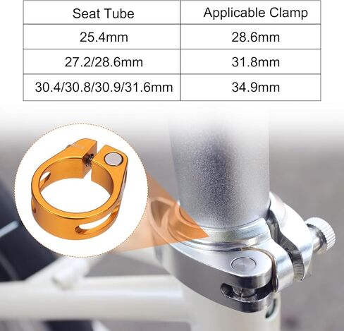 HARFINGTON Bike Seat Post Clamp 31.8mm Bike Clip Aluminum Alloy Bicycle Locking Seat Post Ring with M4 Hex Screw for 27.2 to 28.6mm Bicycle Mountain Bike Road Bike Post Tube, Silver in Kuwait