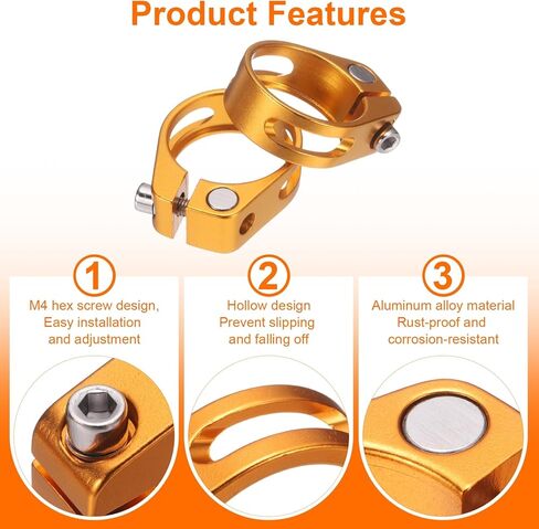 HARFINGTON Bike Seat Post Clamp 31.8mm Bike Clip Aluminum Alloy Bicycle Locking Seat Post Ring with M4 Hex Screw for 27.2 to 28.6mm Bicycle Mountain Bike Road Bike Post Tube, Silver in Kuwait