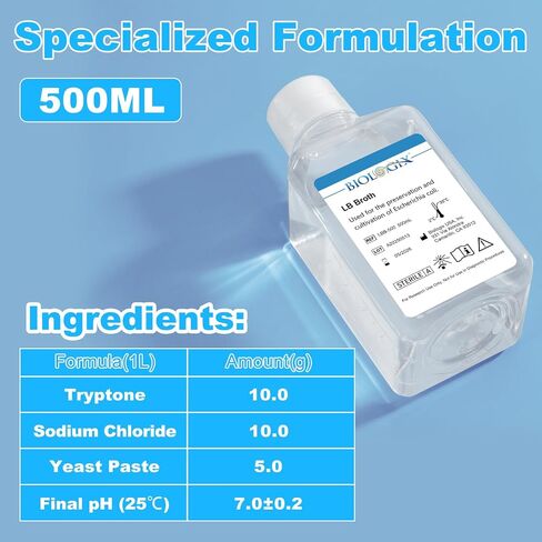 LB مرق الثقافة المتوسطة ، زجاجة مربعة 500 مل ، تعقيم ، (1x) مرق LB جاهز للاستخدام ، لاستخدام المختبر ، 500 مل/ زجاجة in Kuwait