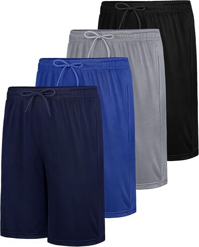 4 Pack Boys Athletic Shorts with Pockets Kids Basketball Youth Quick Dry Active Performance Sports Boys Shorts in Saudi Arabia