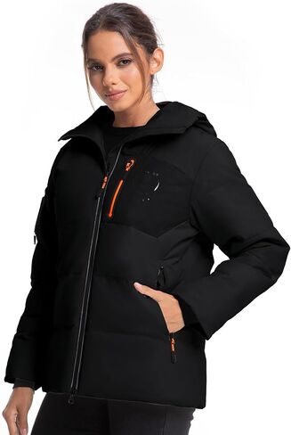 Women's Insulated Jacket Windproof Waterproof Thermal Hooded Ski Snowboard Coat with Multiple Pockets in Saudi Arabia
