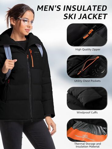 Women's Insulated Jacket Windproof Waterproof Thermal Hooded Ski Snowboard Coat with Multiple Pockets in Saudi Arabia