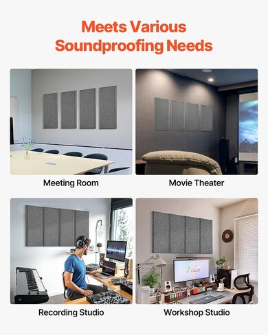 VEVOR 4 PCS Acoustic Panels, 2 inch Thick 23.6 x 11.8 inch Fiberglass Sound Absorbing Panels, Self-Adhesive Soundproof Wall Boards, for Studios, Office, Home Theater,Meeting Room, Camel in Saudi Arabia