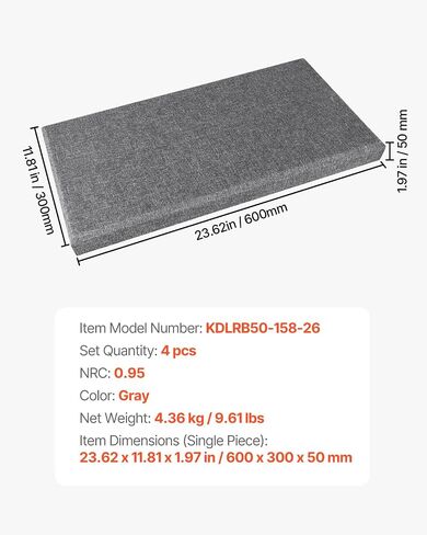 VEVOR 4 PCS Acoustic Panels, 2 inch Thick 23.6 x 11.8 inch Fiberglass Sound Absorbing Panels, Self-Adhesive Soundproof Wall Boards, for Studios, Office, Home Theater,Meeting Room, Camel in Saudi Arabia