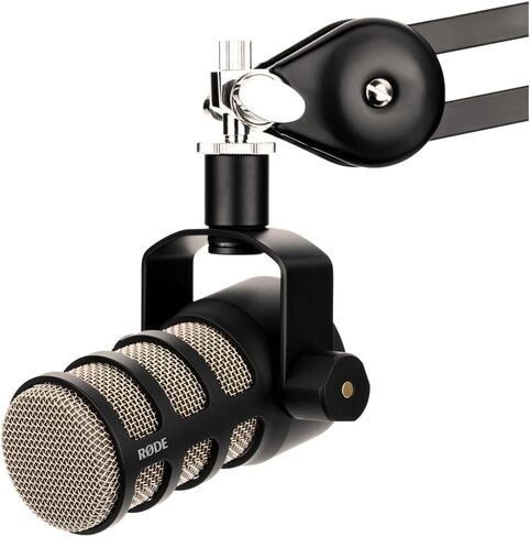 ركب podmic microphone ديناميكية بودكاست | حزمة سوداء مع مرشح البوب ​​+ حامل ميكروفون سطح المكتب + كابل XLR + قطعة قماش التنظيف (5 عنصر) in Kuwait
