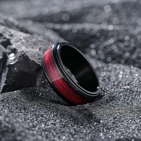 King Will Mens 8mm Stainless Steel Rings Anxiety Fidget Spinner Ring Black Plated Blue Green Galaxy Sand Inlay Beveled Edge Spinning Wedding Bands Comfort Fit Size 7-12 in Kuwait