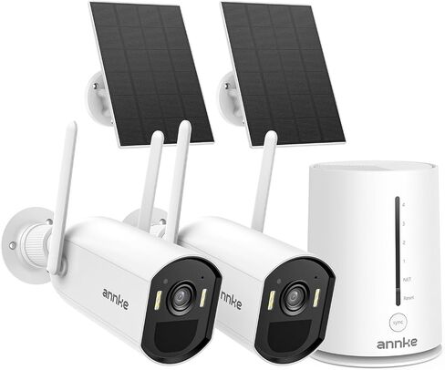Annke 4MP 2K Camera Wireless Security Camera Outdoor ، نظام مراقبة شمسي من طقم طقم 2-CAM ، PIR Detection Human ، 360 ° PAN & TILT ، متوافق مع Alexa ، Color Night Vision ، لا رسوم شهرية ، بطاقة ذاكرة 64 جيجابايت in Saudi Arabia