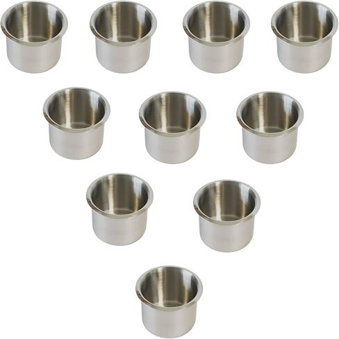 SEETOOOGAMES Drop-in Cup Holder Insert - 10 Pack Stainless Steel Poker Table Drink Holder Replacement for Casino Game Desk, Couch, Car, Boat, Sofa, Benches, Truck in Saudi Arabia