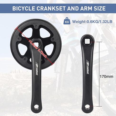 WEEROCK PROWHEEL BIKE CRANKSET 1 قطعة/فرد 32T كرنك مع ذراع 170 مم وسلسلة doulbe لدراجة MTB ، والدراجات القابلة للطي ، متوافقة مع 6/7/8/9/10 سرعات الحرة in Kuwait