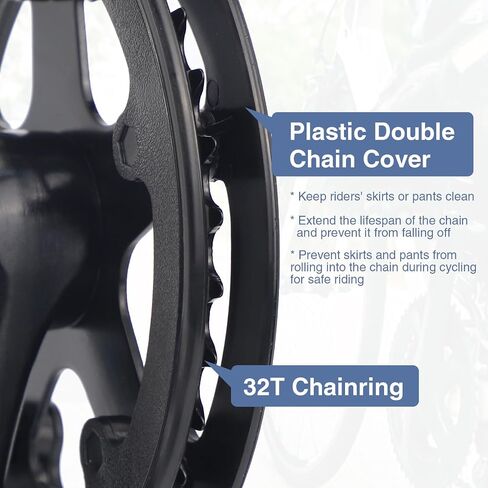 WEEROCK PROWHEEL BIKE CRANKSET 1 قطعة/فرد 32T كرنك مع ذراع 170 مم وسلسلة doulbe لدراجة MTB ، والدراجات القابلة للطي ، متوافقة مع 6/7/8/9/10 سرعات الحرة in Kuwait