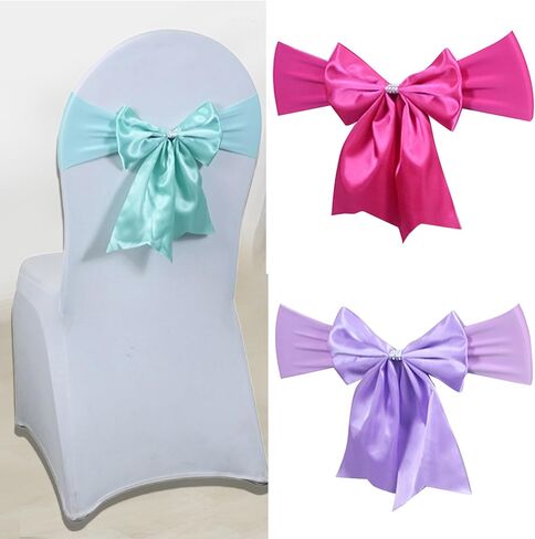 Elegant Chair Sash Bows Stretch Chair Band Polyester Ribbon for Wedding Add Romances Atmospheres to Any Celebration in Kuwait