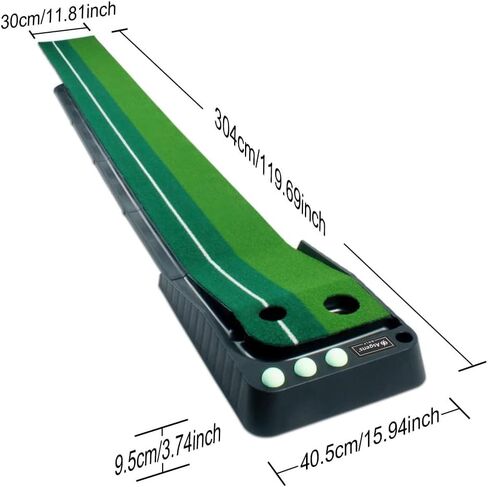 Golf Putting Green Mat with Auto Ball Return System 2 Holes Golf Game Practice Equipment and Gifts for Home Office Backyard Indoor Outdoor Use - 9.8 Feet with 3 Bonus Balls in Saudi Arabia