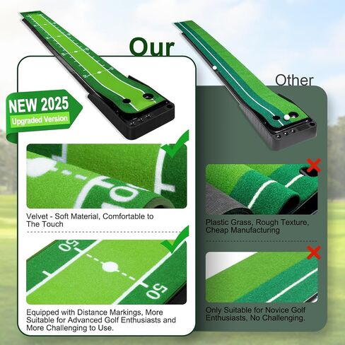 Golf Putting Green Mat with Auto Ball Return System 2 Holes Golf Game Practice Equipment and Gifts for Home Office Backyard Indoor Outdoor Use - 9.8 Feet with 3 Bonus Balls in Saudi Arabia