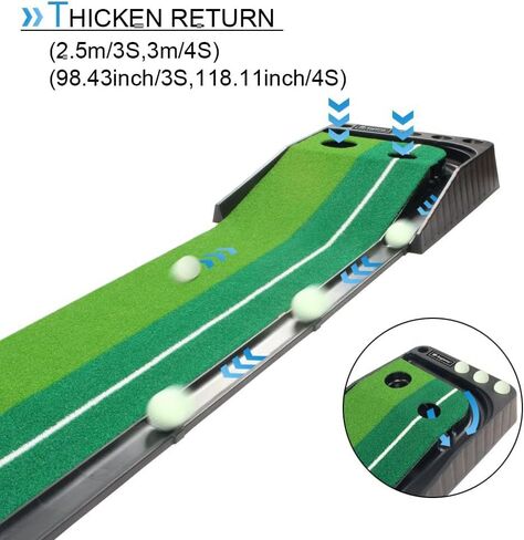 Golf Putting Green Mat with Auto Ball Return System 2 Holes Golf Game Practice Equipment and Gifts for Home Office Backyard Indoor Outdoor Use - 9.8 Feet with 3 Bonus Balls in Saudi Arabia