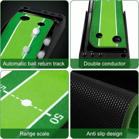 Golf Putting Green Mat with Auto Ball Return System 2 Holes Golf Game Practice Equipment and Gifts for Home Office Backyard Indoor Outdoor Use - 9.8 Feet with 3 Bonus Balls in Saudi Arabia