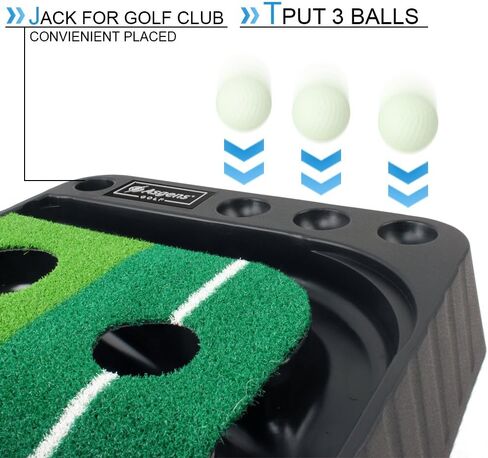 Golf Putting Green Mat with Auto Ball Return System 2 Holes Golf Game Practice Equipment and Gifts for Home Office Backyard Indoor Outdoor Use - 9.8 Feet with 3 Bonus Balls in Saudi Arabia
